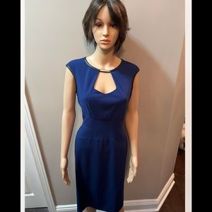 Label Navy Keyhole Dress with Black trim. Sz10.